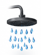Rainfall shower head with thermostatic valve