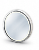 Round bathroom mirror with LED demister pad